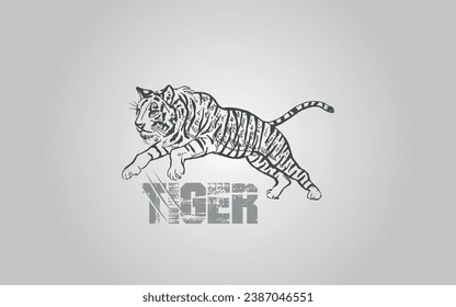 Hand Drawn Engraving Pen and Ink TIGER Vintage Vintage Vector Illustration
