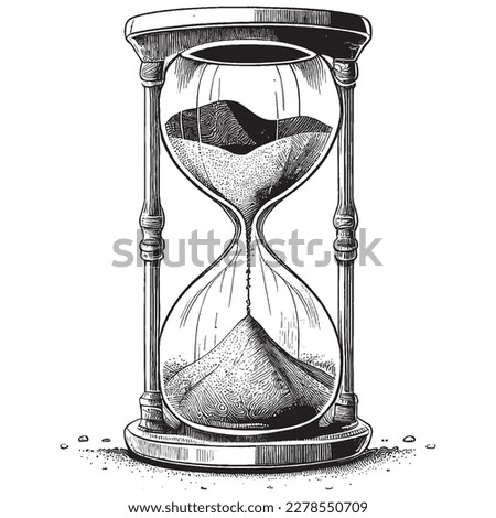 Hand Drawn Engraving Pen and Ink Sand Clock Vintage Vector Illustration Foto d'archivio © 