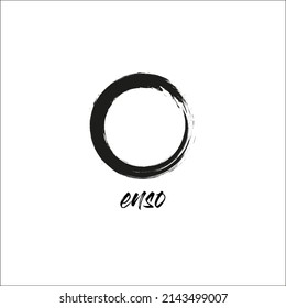 Handgezeichnetes Enso-Symbol, Vektorgrafik. farbige Grunge-Bürste, Kreis einzeln auf Weiß. Vorlage für Logoelemente. 