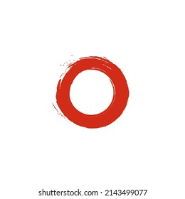 Hand drawn enso symbol vector. Grunge brush painted circle isolated on white. Logo element template. 