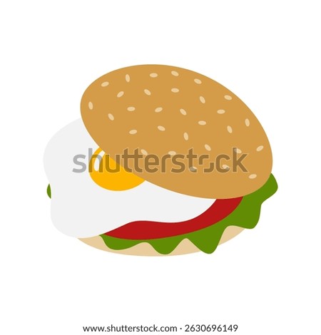 Hand drawn Enticing Egg Burger illustration designed for breakfast promotion to attract food lovers