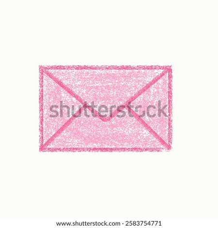 Hand Drawn Envelope in Crayon Style Perfect for Simple Design with Doodle Element and Chalk Texture