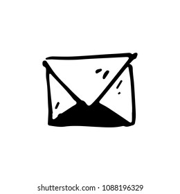 Hand drawn envelope doodle icon. Hand drawn black sketch. Sign symbol. Decoration element. White background. Isolated. Flat design. Vector cartoon illustration.