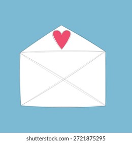 Envelope desenhado à mão com coração. Elemento de design para dia dos namorados, aniversário, Dia da Amizade, casamento. Amo carta ilustração vetorial para cartazes, cartão, cartão postal. Elemento isolado decorativo.