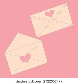 Hand drawn envelope with heart. Design element for Valentine's day, birthday, Friendship Day, wedding. Love letter vector illustration for posters, card, postcard. Decorative isolated element.