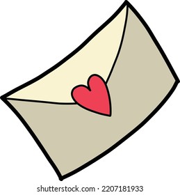 Hand Drawn envelope and heart illustration isolated on background