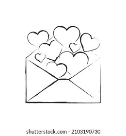 hand drawn envelope with hearts. love message. romantic and love symbol. sketchy vector element for valentine's day design