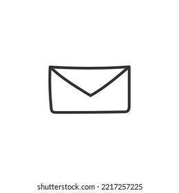 Icono de sobre dibujado a mano. Icono de vector de correo. Signo de mensaje. Icono de sobre abierto. Icono de vector lineal de letra. pictograma del símbolo del vector EPS 10