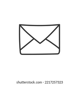 Handgezeichnetes Briefumschlagsymbol. Mail-Vektorsymbol. Nachrichtenzeichen. Geöffnetes Umschlagsymbol. Lineares Vektorsymbol in Buchstaben. EPS10-Vektorsymbol-Symbol-Piktogramm