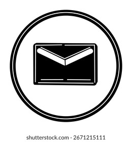 Hand drawn envelope icon sketch inside circle outline