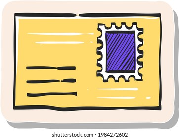 Handgezeichnetes Envelope-Symbol auf Aufkleber und Vektorgrafik
