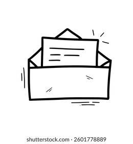 Hand Drawn Envelope Illustration. Doodle Vector. Isolated on White Background - EPS 10 Vector