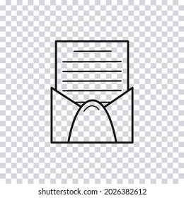 Hand drawn envelope isolated on transparent background. Sketch of open and closed envelope. Vector illustration.