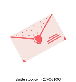 Hand drawn envelope with a love letter isolated on a white background. Doodle, illustration in a simple flat style. It can be used for decoration of textile, paper and other surfaces.