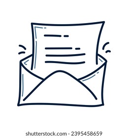 Sobre dibujado a mano con ilustración de doodle de mensaje. sobre con el vector de icono del doodle de mensajes.