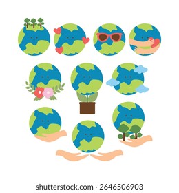 Hand drawn environment earth illustration collection