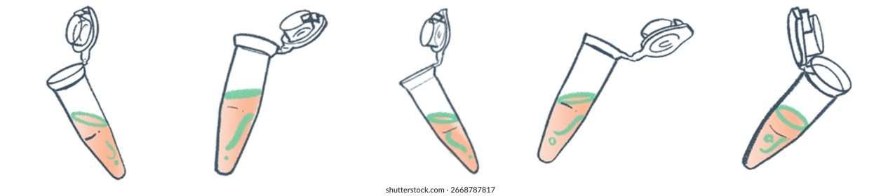 Tubo de Eppendorf desenhado à mão com solução colorida PNG para ciência e projeto de pesquisa