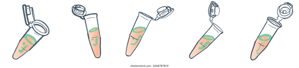 Tubo de Eppendorf dibujado a mano con solución de color PNG para Ciencia y diseño de investigación