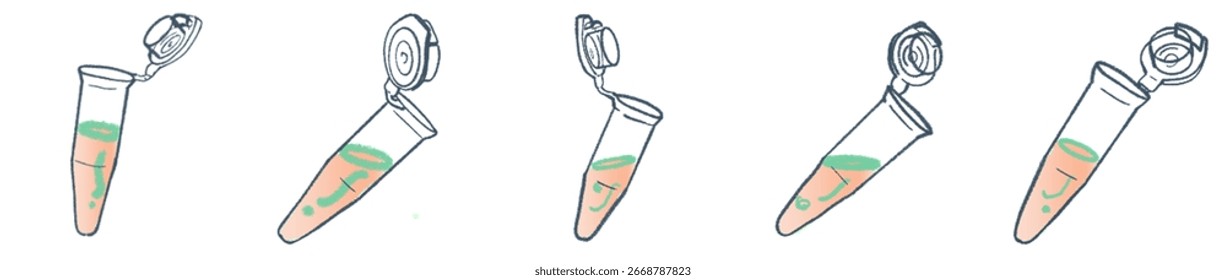 Tubo de Eppendorf dibujado a mano con solución de color PNG para Ciencia y diseño de investigación
