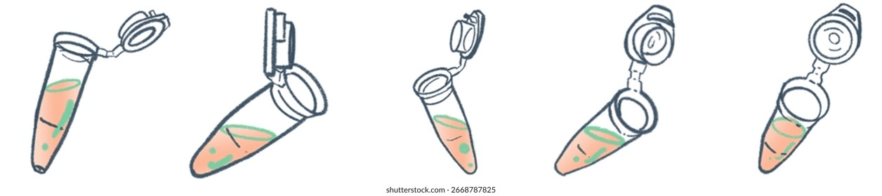 Tubo de Eppendorf desenhado à mão com solução colorida PNG para ciência e projeto de pesquisa