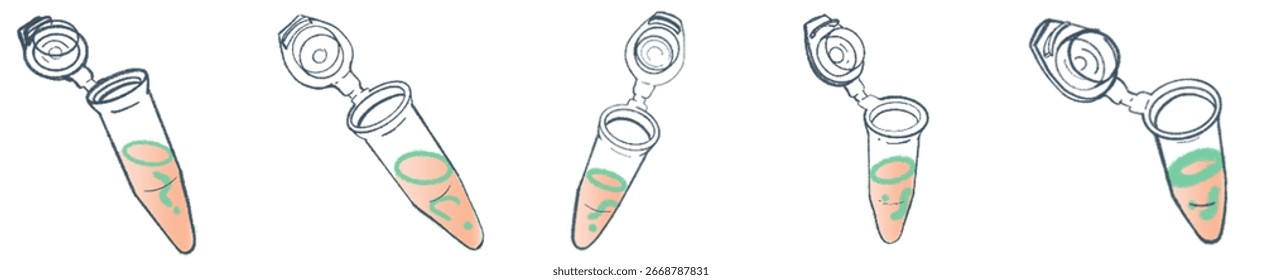 Hand Drawn Eppendorf Tube with Colored Solution PNG for Science and Research Design