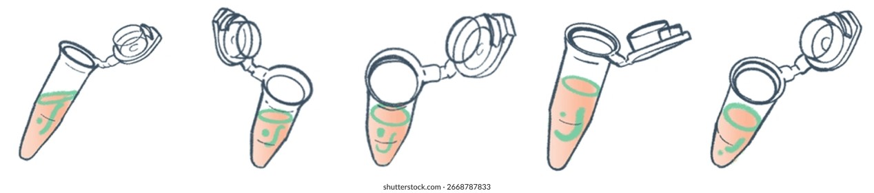 Tubo de Eppendorf dibujado a mano con solución de color PNG para Ciencia y diseño de investigación