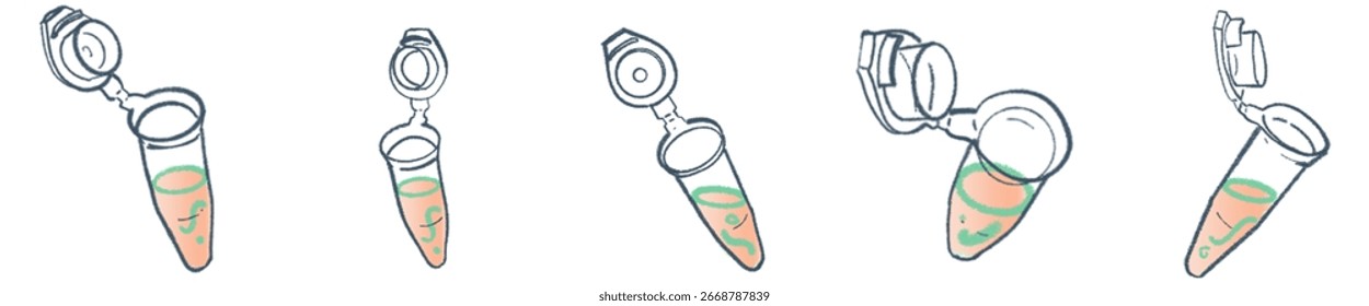 Tubo de Eppendorf desenhado à mão com solução colorida PNG para ciência e projeto de pesquisa