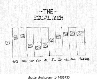 Hand drawn equalizer with sliders - illustration