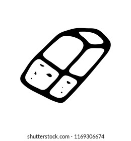 Hand drawn eraser doodle. Sketch Back to school, icon. Decoration element. Isolated on white background. Vector illustration.