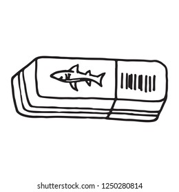 Hand drawn eraser. Sketch Back to school, icon. Decoration element. Vector illustration