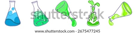 Hand Drawn Erlenmeyer Flask PNG for Scientific Experiment Design