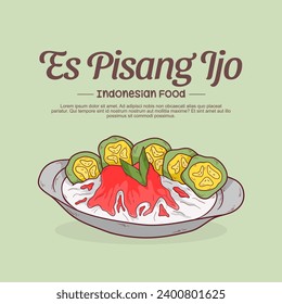 Hand drawn es pisang ijo illustration