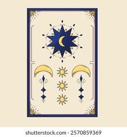 hand drawn esoteric tarot cards vector design.