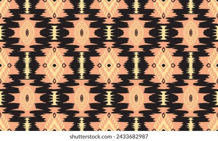 Hand drawn Ethnic abstract ikat art. Seamless pattern in tribal, folk embroidery, and Mexican style. Aztec geometric art ornament print.Design for carpet, wallpaper, clothing, wrapping, fabric, cover