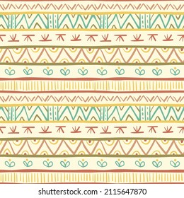 Hand Drawn ethnic abstract seamless pattern, bohemian vector background for for wrapping paper, web, cover, fabric, textile, curtains