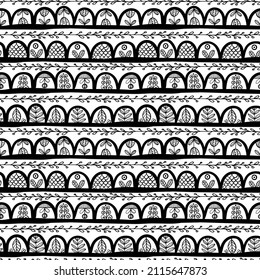Hand Drawn ethnic abstract seamless pattern, bohemian vector background for for wrapping paper, web, cover, fabric, textile, curtains