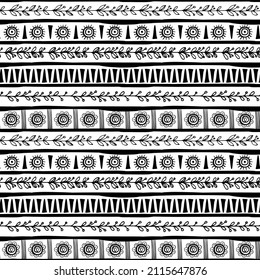 Hand Drawn ethnic abstract seamless pattern, bohemian vector background for for wrapping paper, web, cover, fabric, textile, curtains