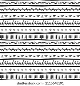 Patrón de acero inoxidable de origen étnico dibujado a mano, fondo vectorial bohemio para envolver papel, web, cubierta, tela, textil, cortinas