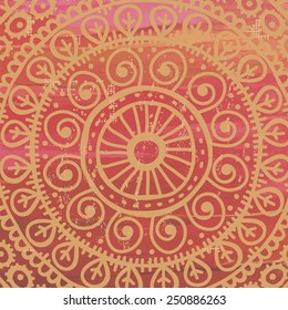 Hand drawn  ethnic  background. All objects are conveniently grouped  and are easily editable.