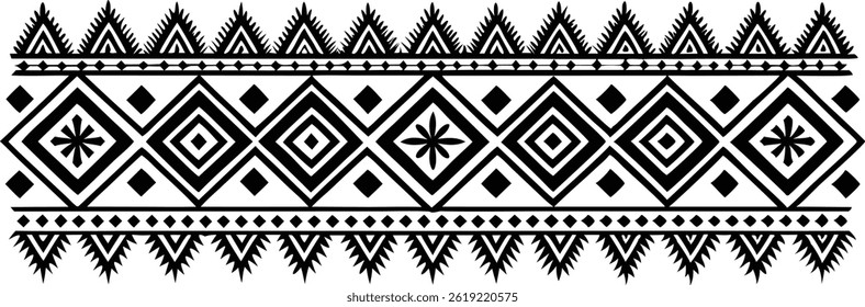 Diseño de patrón de tela decorativa de Arte vectorial de borde étnico dibujado a mano con Elementos de estilo tradicional