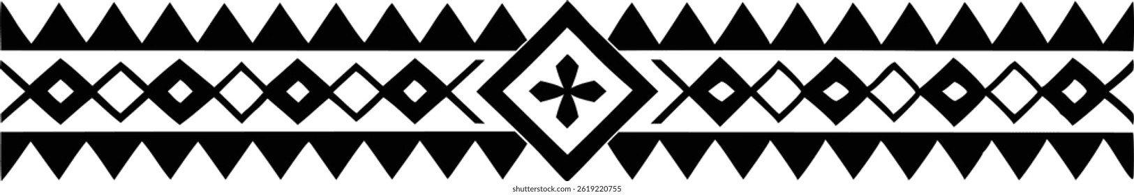 Hand Drawn Ethnic Border Vector Art Decorative Fabric Pattern Design with Traditional Style Elements