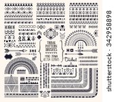 Hand drawn ethnic brushes, patterns, textures. Artistic vector collection of design elements: tribal geometric ornament, aztec style, native americans' fabric. Pattern brushes are included in EPS.