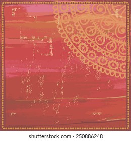 Hand drawn  ethnic frame in red tones. All objects are conveniently grouped  and are easily editable.