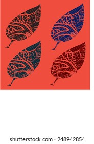 Hand Drawn Ethnic Leaves in Vector with Floral Ornament