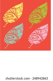 Hand Drawn Ethnic Leaves in Vector with Floral Ornament