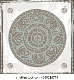 Hand drawn ethnic  mandala. All objects are conveniently grouped  and are easily editable.
