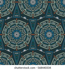 Hand drawn ethnic ornamental seamless pattern