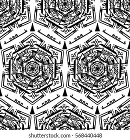Hand drawn ethnic ornamental seamless pattern