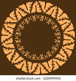 Hand drawn ethnic round frames. Decorative design elements, circle ornaments in Tribal style, native aztec. Vector illustration. 