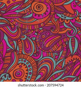Hand drawn  ethnic seamless pattern. Festive tribal endless background